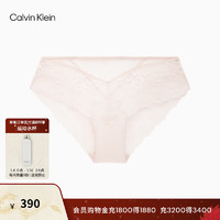 Calvin Klein内衣【黑标系列】24春夏女士性感蕾丝半包臀防夹臀内裤QF7755AD K6L-奶油白 XS