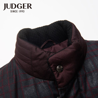 庄吉（Judger）休闲男士棉服外套冬季保暖立领加厚中褛棉服短款 酒红色 190/108A