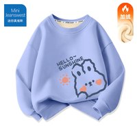 迷你真维斯 MINI JEANSWEST迷你真维斯童装女童加绒卫衣小女孩秋冬一体绒衣服儿童冬季打底衫 【加绒卫衣】线条兔蓝色 100