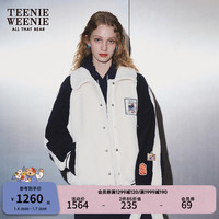 Teenie Weenie小熊女装2024早春仿羊羔毛撞色翻领外套保暖棉服 撞色 170/L