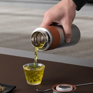 格律（GELU）双层纯钛保温杯高档男女士便携茶水分离焖茶杯车载水杯子 400ml-基础款