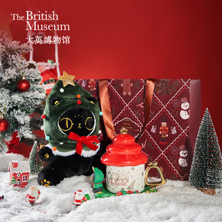 大英博物馆新年礼盒安德森猫抱枕玩偶新年树新年花环套装年节 礼盒四【玩偶+圣诞树套头娃衣】
