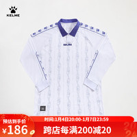 卡尔美（KELME）长袖POLO衫男复古时尚T恤休闲百搭翻领上衣 白色 2XL