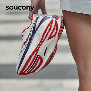 索康尼（SAUCONY）男鞋 24春啡速3竞速跑鞋稳定支撑运动鞋耐磨减震跑步鞋 啡速3/白深兰 42/8.5/265mm