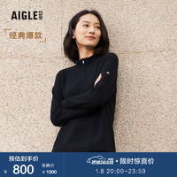 AIGLE艾高23年秋女士户外保暖耐穿舒适时尚半拉链抓绒 黑色 AR425 36(160/84A)