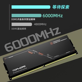 TOPMORE 达墨 DDR5月食32G 16Gx2套装黑色马甲条xmp6000 金属马甲DDR5内存