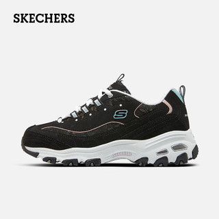 SKECHERS 斯凯奇 冬季新款加绒女鞋休闲鞋厚底增高老爹鞋复古保暖熊猫鞋奶茶熊 BKW黑蓝 36