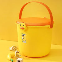 黑胡子 桶手提可坐收纳桶带盖可爱玩具储物箱 黄色收纳桶