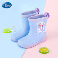 Disney 迪士尼 艾莎公主儿童雨鞋女童中筒雨靴宝宝水鞋BXP22073 紫色 210码