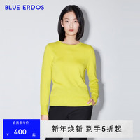 BLUE ERDOS 羊绒衫女100%山羊绒简约多色基础打底毛衣套衫 黄绿-圆领 160/80A/S