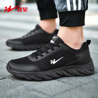 Double Star 双星 运动鞋男鞋春秋网面透气跑步鞋子男舒适轻便百搭休闲鞋男旅游鞋 97093全黑（网面） 41