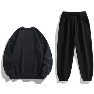 雅鹿卫衣男士套装秋季青年运动舒适套装男装长袖跑步套装两件 黑色 3XL