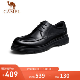 CAMEL 骆驼 复古英伦风厚底牛皮休闲商务男士皮鞋 GE12235255 黑色 41