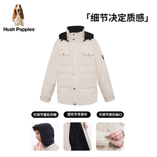 Hush Puppies【懒人系列】暇步士男装2023冬复古时髦可拆卸帽灯芯绒羽绒服 019白色1 XXL