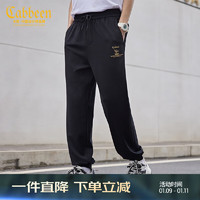 Cabbeen 卡宾 男装休闲黑色针织休闲裤男裤子男士青年长裤3213152002潮流金线刺绣青年F 煤黑色11 50/175/L