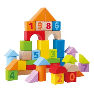Hape 40粒彩虹积木拼装儿童玩具益智1-3岁婴儿宝宝木制质