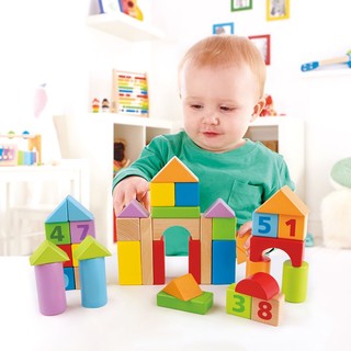 Hape 40粒彩虹积木拼装儿童玩具益智1-3岁婴儿宝宝木制质