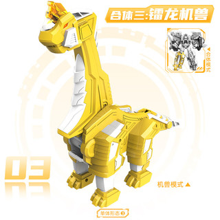 JUMPGO 展高 迷你特工队玩具变形超级恐龙力量七炫战龙王合体男孩