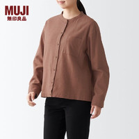 无印良品（MUJI）女式法兰绒 立领衬衫 格子 内搭 衬衣  BCB19C1A 砖红色 L