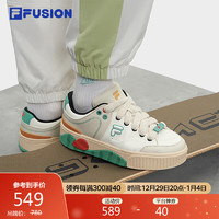 FILA FUSION斐乐潮牌场下滑板鞋STACK 饼干板鞋女鞋 棉花糖/桦树棕-MB 35.5