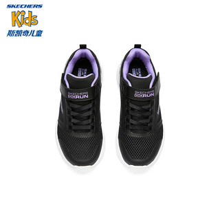 Skechers斯凯奇童鞋女童魔术贴大童运动鞋休闲儿童跑步鞋303910L 黑色/紫色/BKPR 37