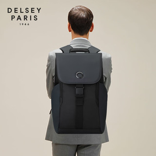 DELSEY 戴乐世 双肩包商务男士背包大容量书包15.6英寸轻薄笔记本电脑包 黑色