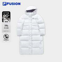 FILA FUSION斐乐潮牌长款羽绒服女冬季时尚休闲连帽外套 标准白-WT 175/92A/XL