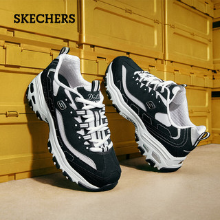 斯凯奇（Skechers）女鞋经典复古黑白熊猫鞋轻便透气时尚缓震休闲运动老爹鞋 黑色/白色 37