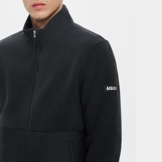 AIGLE艾高冬季保暖耐穿舒适厚款全拉链抓绒衣男士外套 黑色 AN474 XL