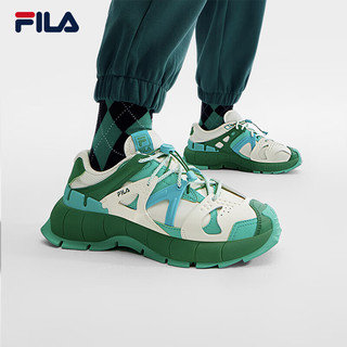 FILA 斐乐摩登复古休闲鞋女鞋2023冬休闲鞋老爹鞋 雪白/深草绿-SV 36.5