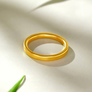 梦金园 新年足金素圈戒指3D硬金砂面细圈叠戴食指戒 12号-约1.9克