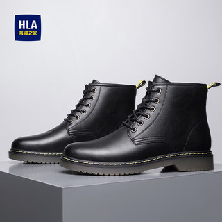 HLA 海澜之家 男靴经典舒适英伦风马丁靴简洁复古潮流靴子 黑色 43