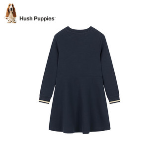 暇步士（Hush Puppies）童装女童2024冬季春节系列长袖裙经典圆领俏皮时尚舒适 藏蓝 120cm