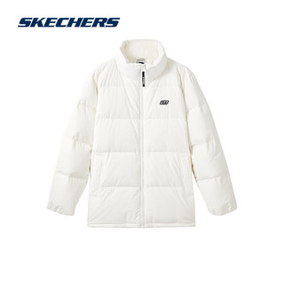 Skechers斯凯奇羽绒服女美拉德防风保暖短款休闲运动户外男士外套 棉花糖白/0074 L