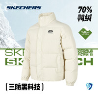 斯凯奇（Skechers）冬季男女同款运动三防立领羽绒服轻质保暖防风耐脏外套 珍珠米白 M