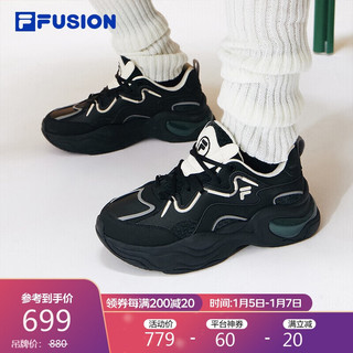 FILA FUSION斐乐潮牌女鞋BUBBLE厚底鞋2023冬休闲鞋老爹鞋 37.5