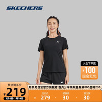 斯凯奇Skechers短袖短裤速干运动套装男女款休闲吸湿透气P223W163 碳黑/0018 XXL