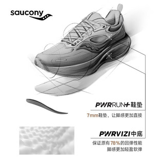 Saucony索康尼澎湃3缓震男女跑鞋慢跑训练运动鞋黑（男女同款） 44