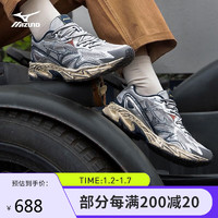 Mizuno 美津浓 男女慢跑鞋 耐磨透气 休闲跑步运动鞋 40.5码 06/银色/平菇灰/深蓝