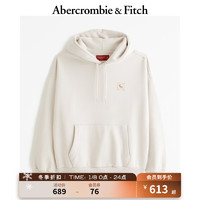 ABERCROMBIE & FITCH【龙年系列】男女同款 美式秋冬小麋鹿新年连帽卫衣 355431-1 奶油色 S (175/92A)