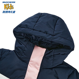 Skechers斯凯奇童服舒适女童冬装休闲儿童羽绒服防风保暖长款外套L423G053 160cm