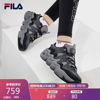 FILA 斐乐 女鞋PANINI复古运动鞋2024春帕尼尼篮球鞋休闲鞋 锻铁灰/木炭灰-BC