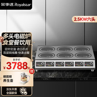 Royalstar荣事达商用电磁炉多头 大功率猛火电磁灶麻辣烫米线煮粥炖汤饭店用煲仔炉台式多眼电磁炉 六头电磁炉【双排台式2500W】