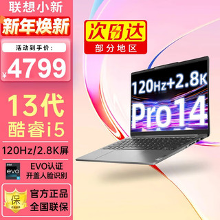 ThinkPad 思考本 联想（Lenovo）小新Pro14 22/23款超能轻薄本14英寸2.8K屏英特尔酷睿i5/i7笔记 i5-13500H 16G 1T 灰 标配