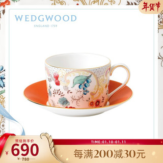 WEDGWOOD 威基伍德漫游美境洛可可花卉骨瓷茶杯碟2件组欧式礼盒套装