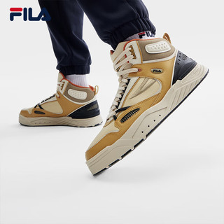 FILA 斐乐男鞋SLAM MID摩登板鞋2023冬时尚中帮运动鞋 莫哈韦沙漠/芥末金-MM 40