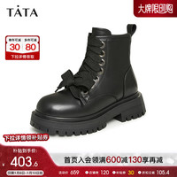 他她（TATA）英伦风厚底棕色马丁靴女气质洋气小短靴2023冬新DWBB1DD3 黑色 35