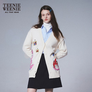 TEENIE WEENIE 小熊2024早春学院风可爱针织开衫宽松毛衣外套女 象牙白 170/L