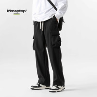 MMOPTOP美式工装裤子男冬季加绒宽松直筒阔腿运动休闲裤S6601JR黑色L 黑色加绒 L（125-145斤）