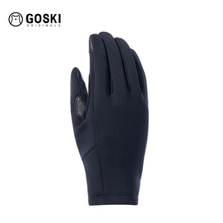 GOSKI23/24滑雪内胆手套保暖可触屏户外运动骑行防风防滑手套 力莫黑（羊皮款） M
